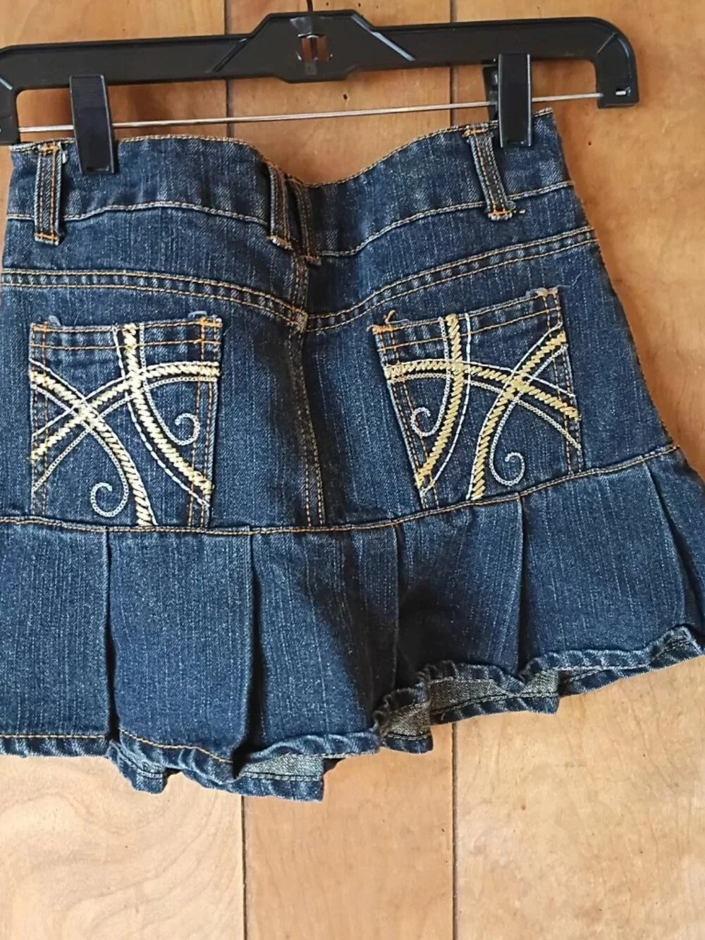 Y2K Hannah Montana Disney Denim Pleated Skort Girls Size 10 Embroidered Metallic
